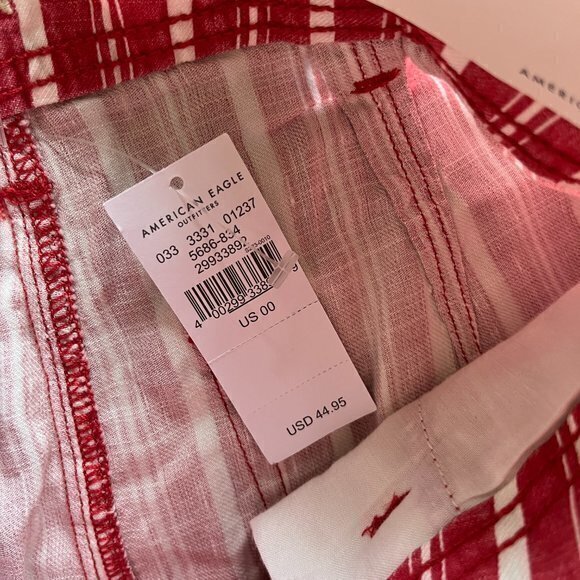 NEW American Eagle‎ Outfitters Striped Super Hi Rise Shorts Belt Womens Size 00 - Picture 6 of 7